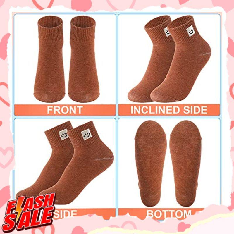 Jiuguva 6 Pairs Smile Face Socks Women Socks Cute Ankle Length Cotton Novelty Socks