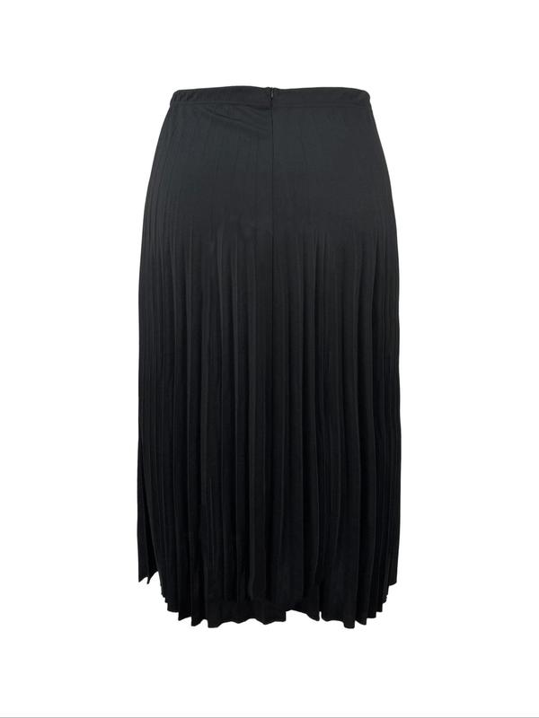  Solid Color Pleated Skirt, Elegant Fashion Casual A Line Long Skirt for Daily Outdoor Wear, Women Clothing for Fall & Winter