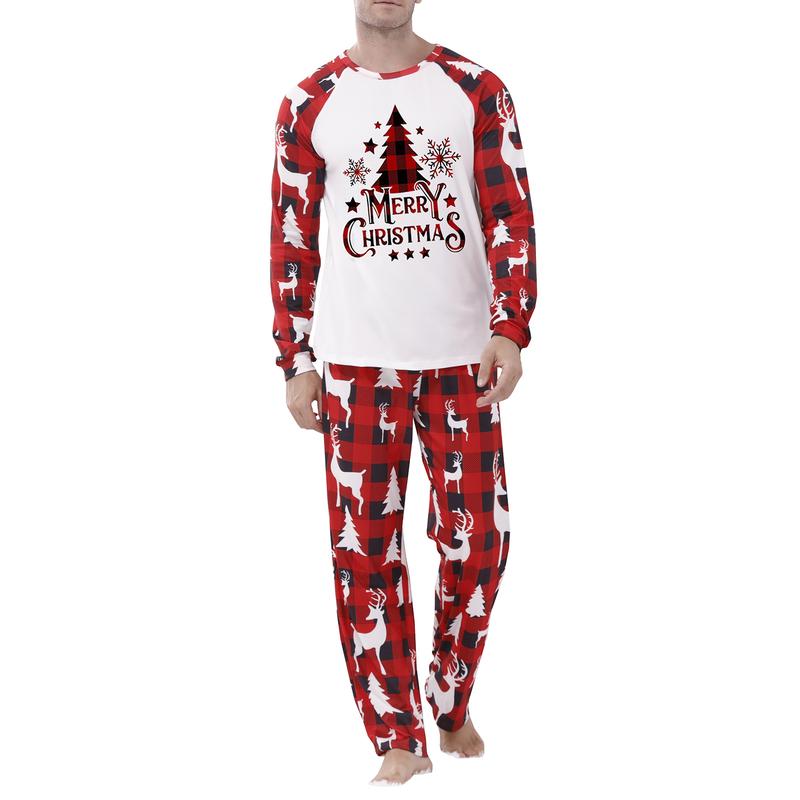 Matching Pajamas For Family, Long Sleeve Round Neck Tree Print Tops+ Trousers Suit  Infants Romper