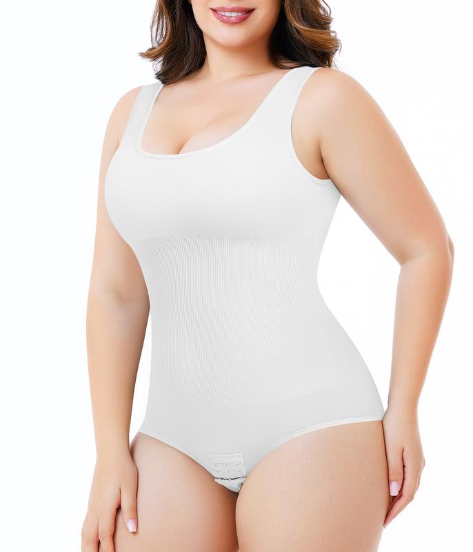 Nebility 2 Piece for Women's Seamless Round Neck Shapewear Bodysuit,Comfortable Shapewear for Daily Wear