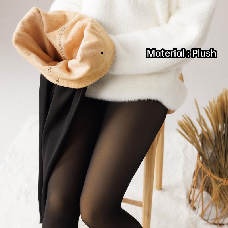 Fleece Lined Tights Womenswear Size XS - XXL Thermal Winter Basic Leggings Thick Semi-Transparent Underwear Pantyhose Closed Foot