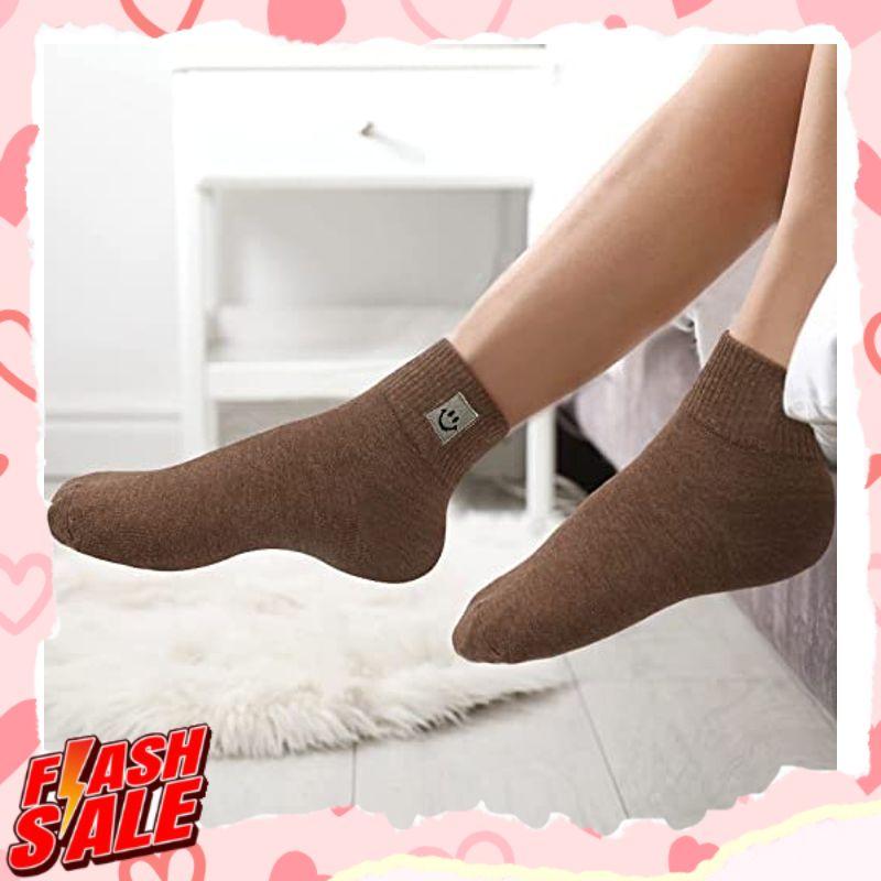 Jiuguva 6 Pairs Smile Face Socks Women Socks Cute Ankle Length Cotton Novelty Socks