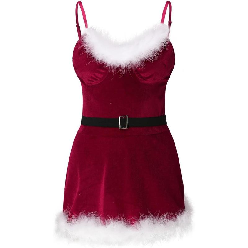 Sexy Christmas Lingerie Set Holiday Outfits Santa Chemise Exotic Nightgowns Mesh See Through Sleepwear Teddy Nightdress