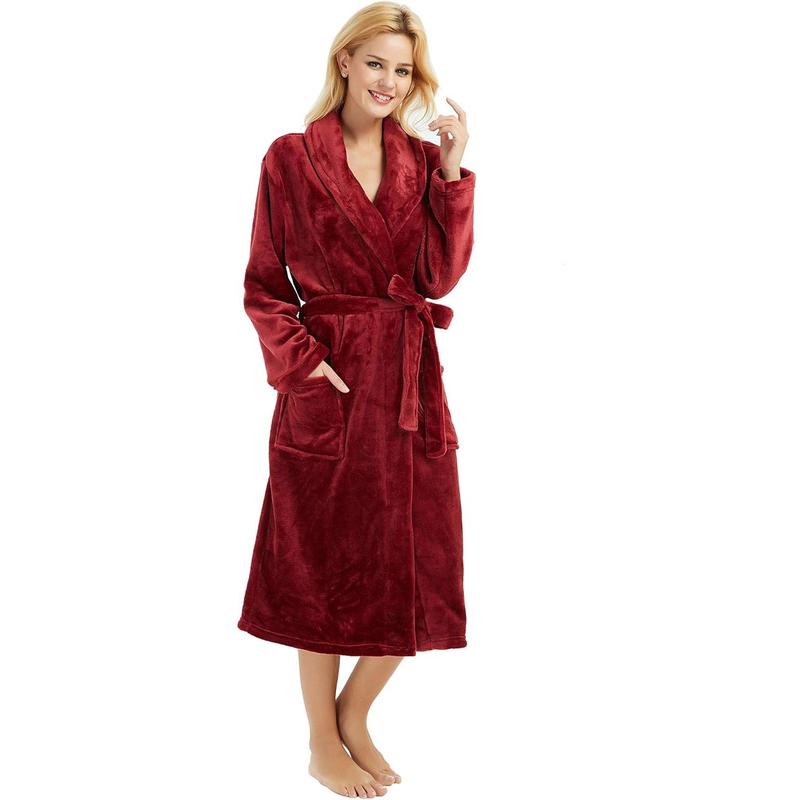 HEARTNICE Womens Fleece Robes, Soft Plush Long Bathrobe, Thick Kimono Robes for Womens, Warm House Coat