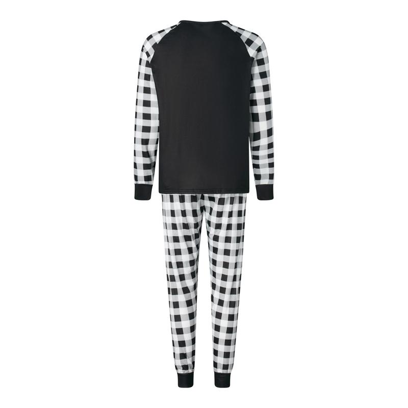 Christmas Family Pajamas Matching Set Letter Print Long Sleeve Tops and Plaid Pants Sleepwear