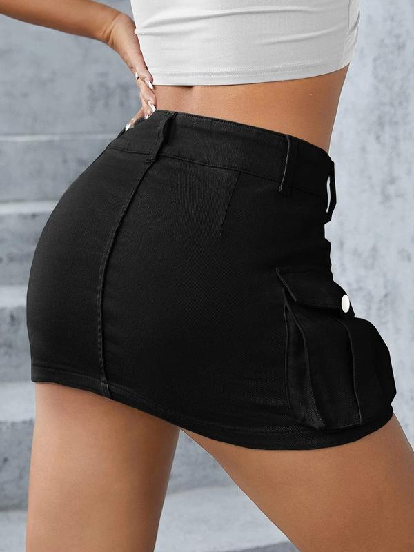 High Waist Denim Skort Korean Style Retro Short Skirt