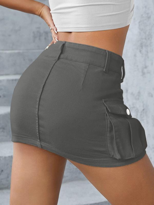 High Waist Denim Skort Korean Style Retro Short Skirt