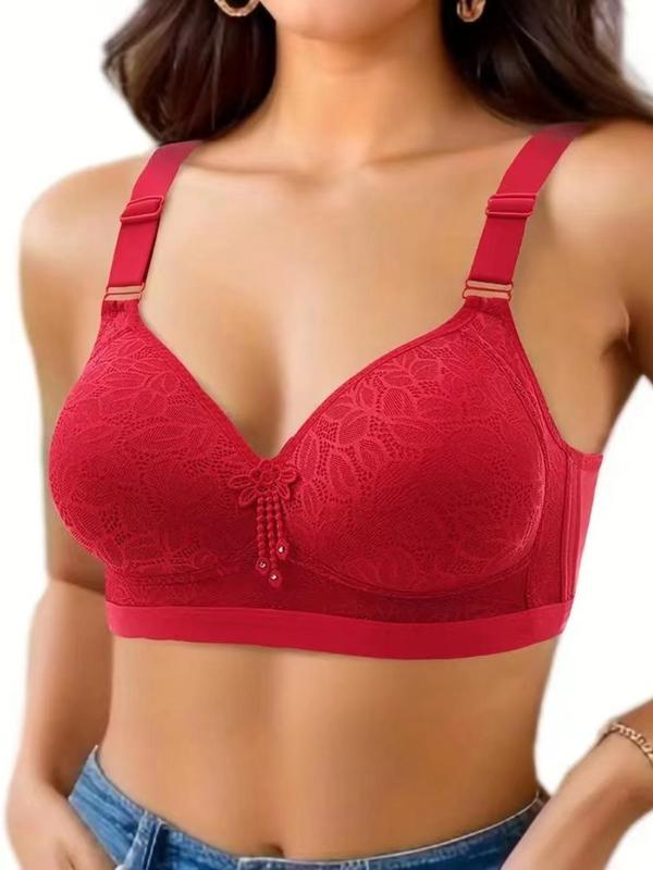 Women's Contrast Lace Push Up Bra, Adjustable Strap Wireless Bra, Soft Comfortable Breathable Lingerie for Daily Wear