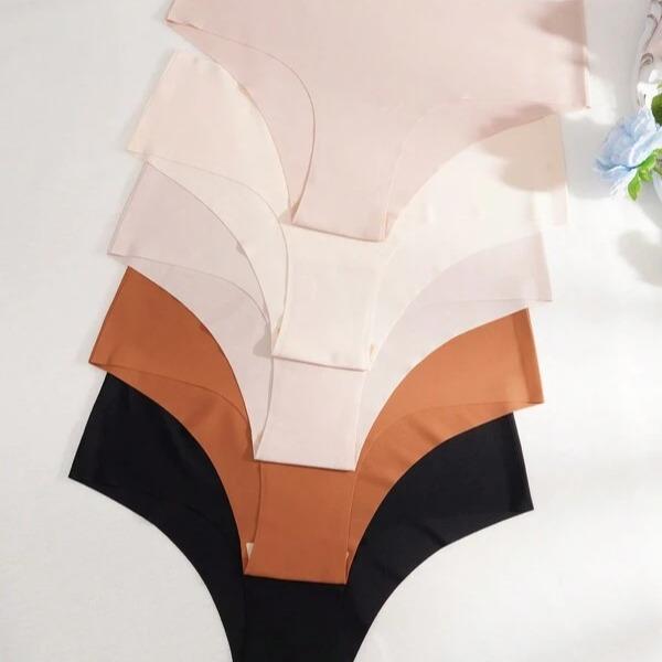 5pcs Set Women's Sexy Seamless Adhesive Silicone Comfortable Breathable Triangle Panties