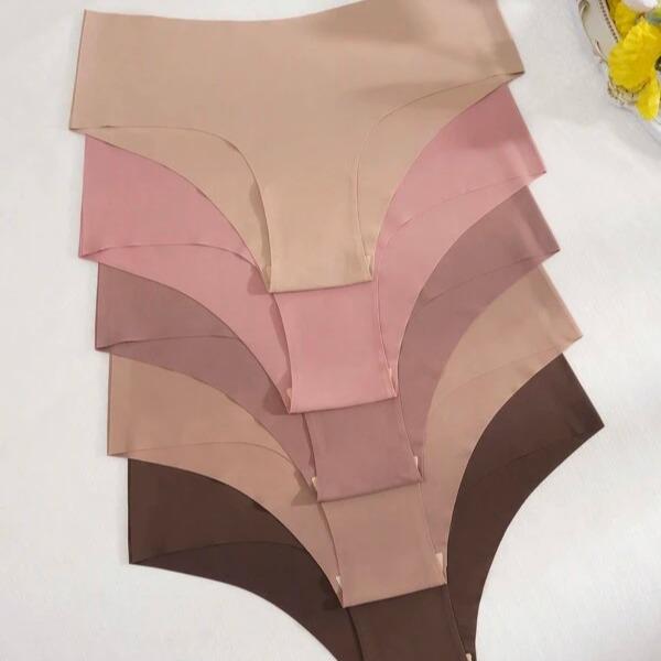 5pcs Set Women's Sexy Seamless Adhesive Silicone Comfortable Breathable Triangle Panties