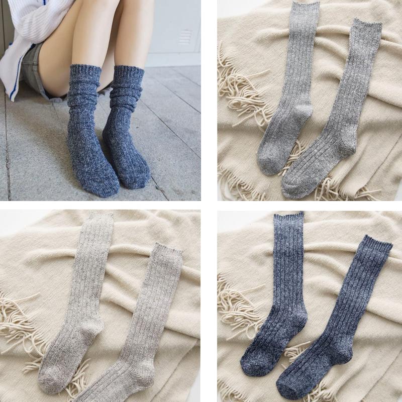 3 Pairs Women Winter Wool Cable Knit Crew Knee High Boot Socks,Size 5-11 W605,Christmas gift