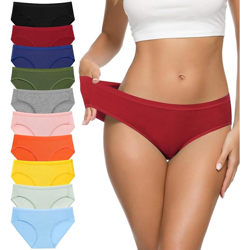 Women's Cotton Bikini Panties, High-Cut Full Coverage Stretch Cool Underwear for Women