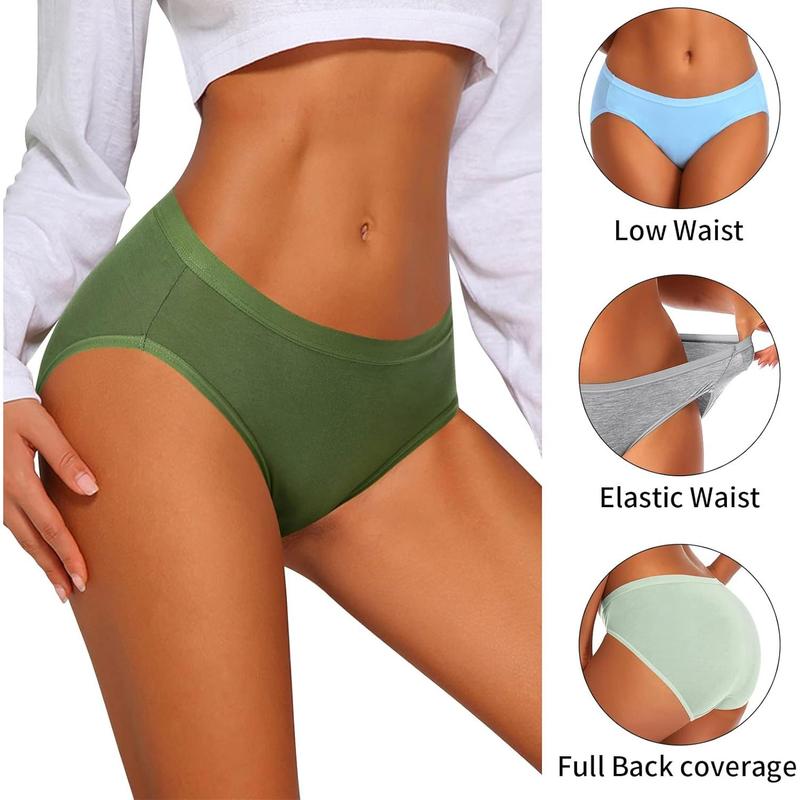 Women's Cotton Bikini Panties, High-Cut Full Coverage Stretch Cool Underwear for Women