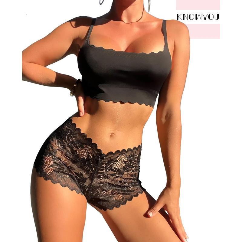 Women's Underwear  V-Waist Shorts Underwear for Women Lace High Waist Cheeky Panties 5 10 Pack