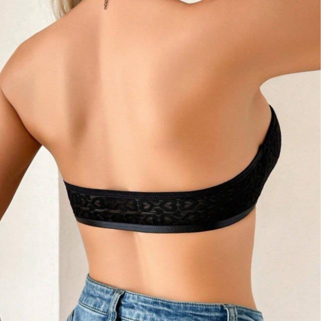 Heart Jacquard Front Hook Closure Strapless Bra