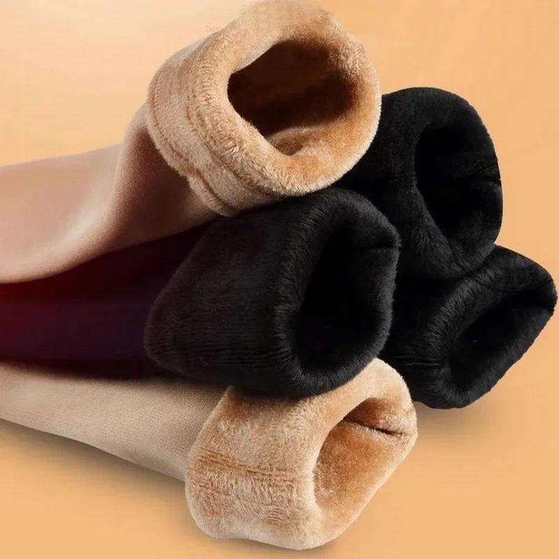 Winter Warm Solid Women Socks Thicken Thermal Socks Wool Cashmere Nylon Black Skin Seamless Snow Sock Velvet Unisex Fashion SockFleece Lined Sheer Winter Tights