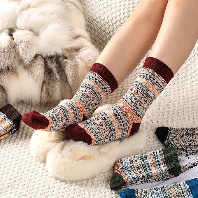 Women's Wool Socks - Cozy Winter Knit Socks, Warm Boot Socks for Men & Women Women's Thick