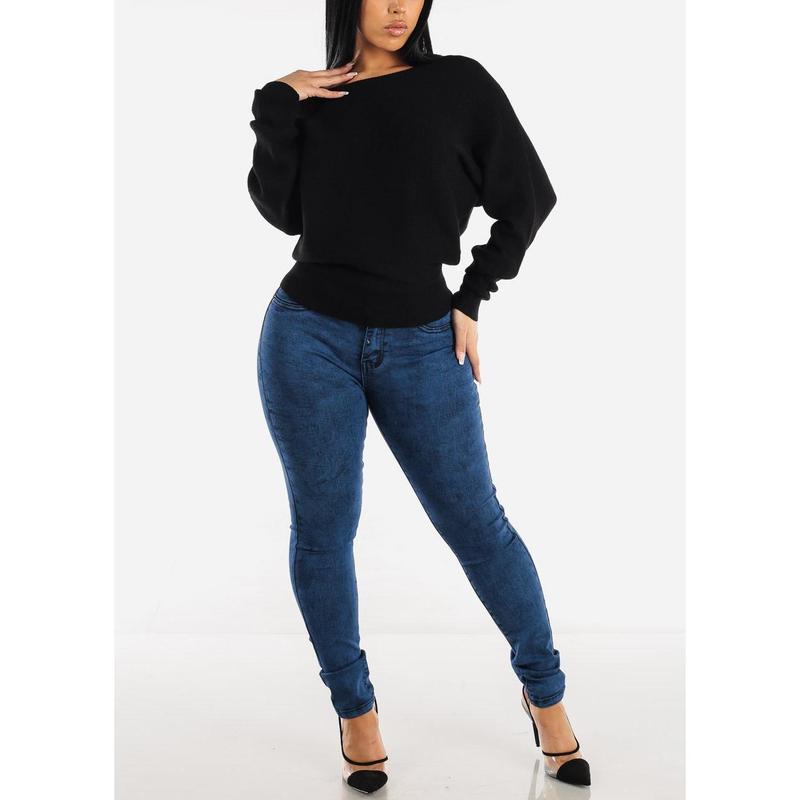 MX JEANS Mid Rise Levantacola Skinny Jeans Dark Acid Wash