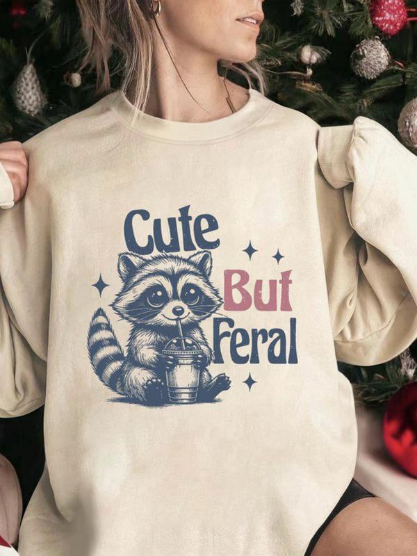 Women's Cartoon Round Neck Sweatshirt, Fashion Casual Long Sleeve Pullover for Daily Wear, Ladies Fall & Winter Clothes