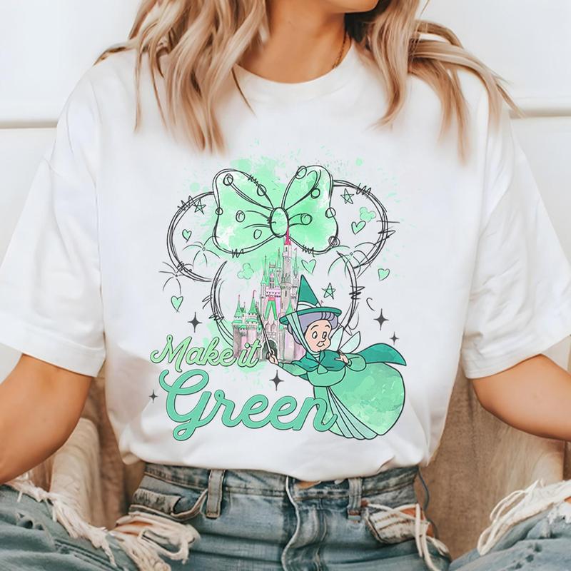 Fairy Godmother Flora Fauna Merryweather Matching Shirt, Make It Blue Pink Green Shirt, Cartoon Castle Watercolor Sweatshirt Sleeping Beauty VC65O