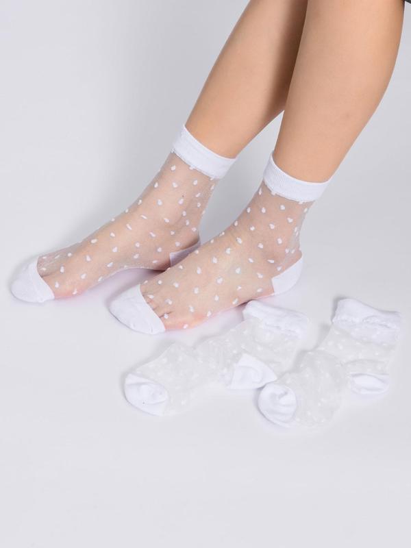 Women's 2 Pairs Polka Dot Sheer Mesh Socks, Summer 2024 See Through Breathable Crew Socks, Multipack Summer Thin Socks, Women's Socks & Hosiery