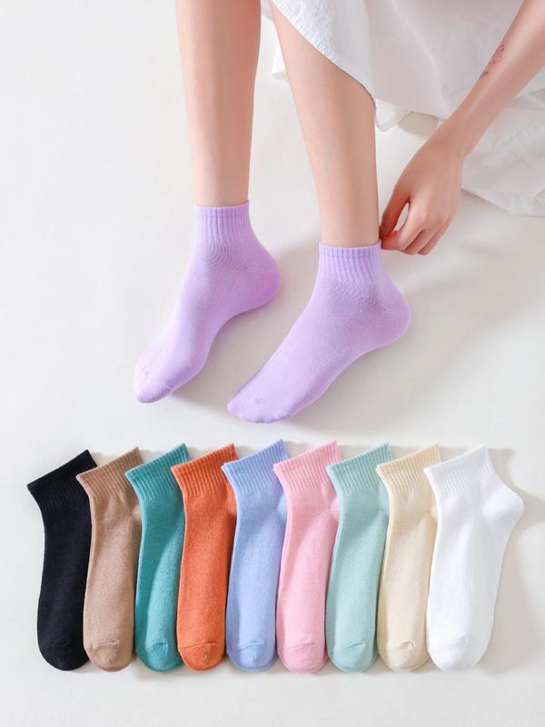 Women's 10 Pairs Multicolor Crew Socks, Casual Moisture Wicking Socks, Soft Comfy Breathable Socks for All Seasons Daily Wear