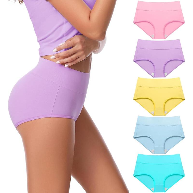 Women's Cotton Underwear High Waisted Panties Full Coverage Ladies Briefs Panties