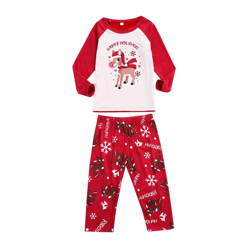 2024 New Christmas Family Pajamas Set, Deer Print Long Sleeve Round Collar Pullover+Trousers Xmas Pj's Clothes Homewear Sleepwear Loungewear Nightwear for Women Men Kids Pants Womenswear