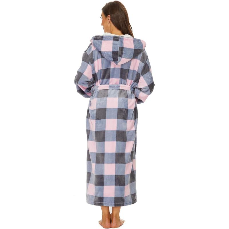 Plush Robes For Women, Fleece Fuzzy Womens Robe,Soft Warm Women's Bathrobe with Hood for Bath Spa Shower House