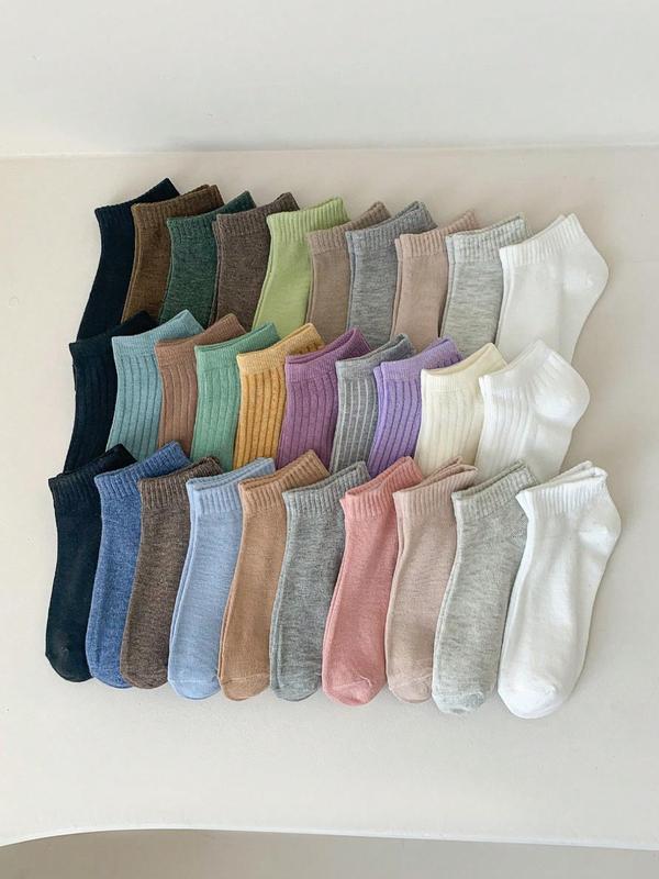 Random Women's Solid Ankle Socks, Low Cut Comfy Breathable Socks for Women, Multipack Knit Socks for Daily Wear, Comfort Basic Womenswear, Minimalist Women's Socks