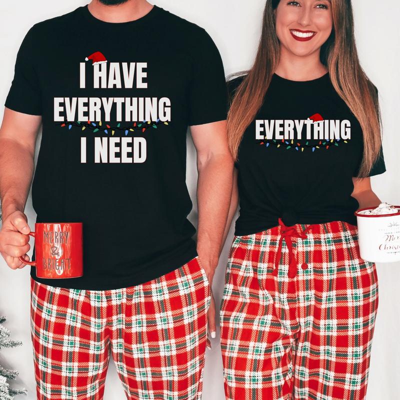 Funny Couples Pajamas for Christmas, Couples Christmas PJs, Couples Pajamas, Funny Christmas PJs, Matching Xmas TShirts, Xmas Party Shirts