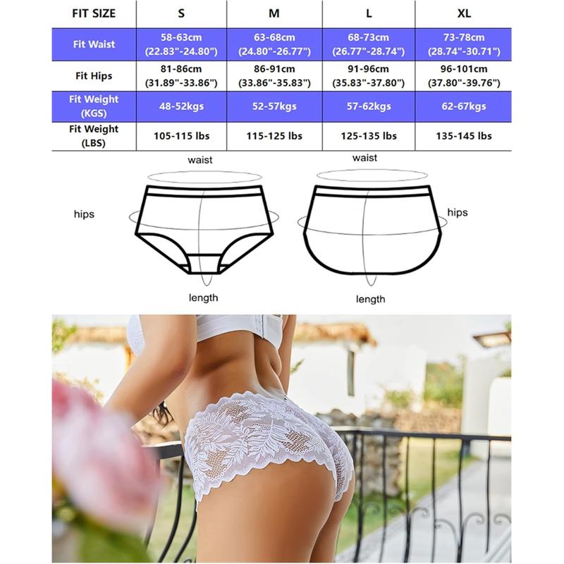 Women's Underwear Sexy V-Waist Shorts Underwear for Women Lace High Waist Cheeky Panties Bikini Panty