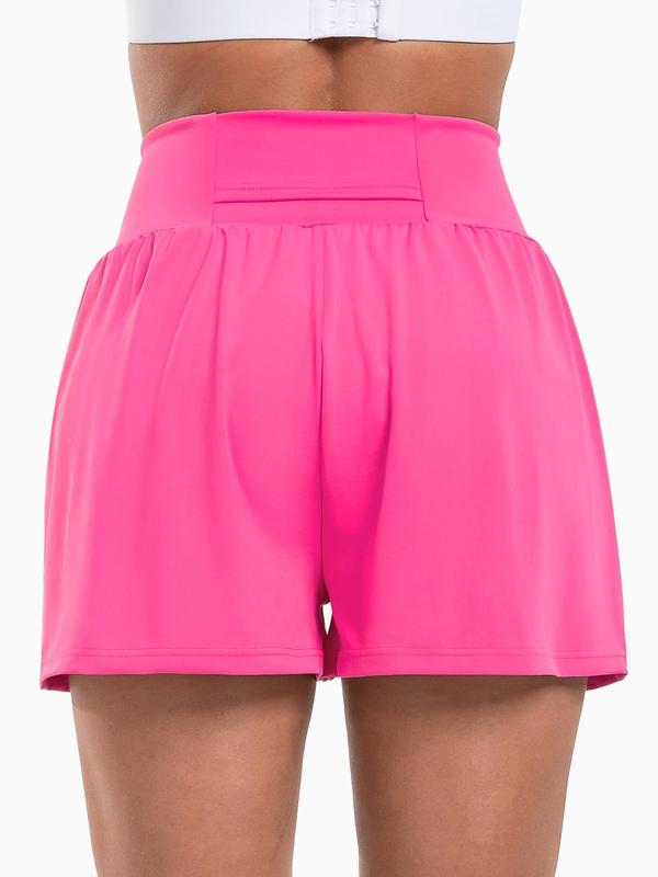 Women's 2 in 1 High Waist Pocket Shorts, Casual Comfy Breathable High Stretch Shorts for Indoor Outdoor Activities, Ladies Summer Bottoms