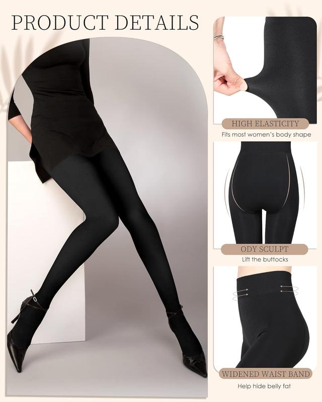 4 Pairs Fleece Lined Tights Women Fleece Lined Leggings Translucent Winter Sheer Tights Warm Pantyhose for Women