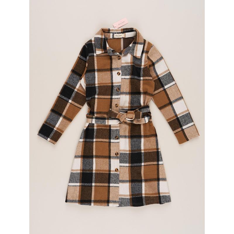 Mom & Me Brown & Black Plaid Flannel Dress