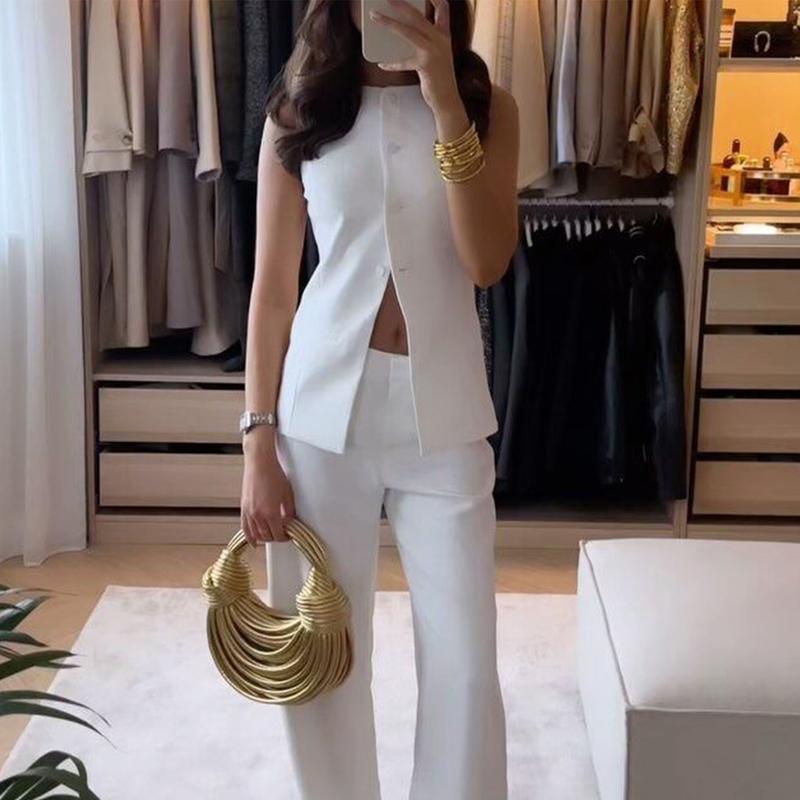 New Fashion Women’s Button Down Waistcoat Vest Sleeveless Round Neck Solid Color Slim Fit Tops Dressy Suit Vest