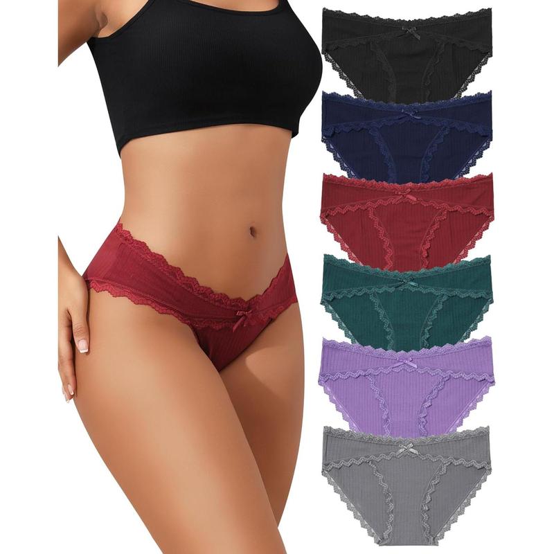 Womens Underwear Cotton Cheeky Bikini Panties for Women Lace Stretch Hipster Ladies Briefs Multipack S-XXL