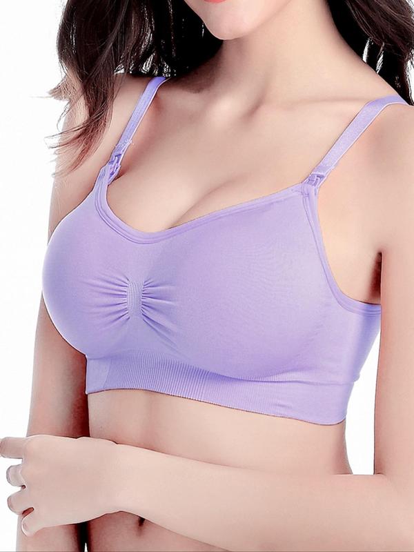 Women's Solid Ruched Wireless Bra, Comfort Adjustable Strap Backless Bra,  Bras for Women, Ladies Soft Comfy Breathable Lingerie for All Seasons