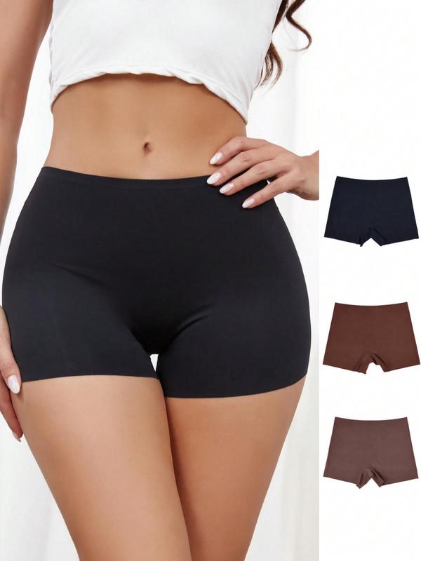 Women's Plain Seamless Boxer Briefs, Casual Comfort Breathable Knickers, Summer Panties Pack, Back To School Gifts, Women's Underwear for Fall Daily Wear, Summer Wear 2024, Fall Wear, Fallfreshness