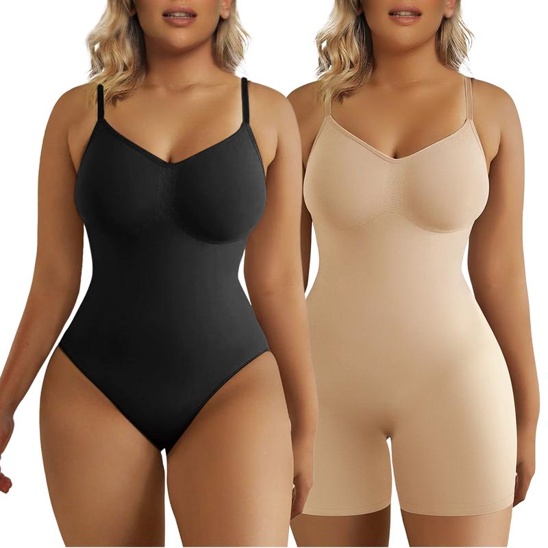 SHAPERX 2 Piece Seamless Tummy Control Shapewear Full Body Women's Bodysuit