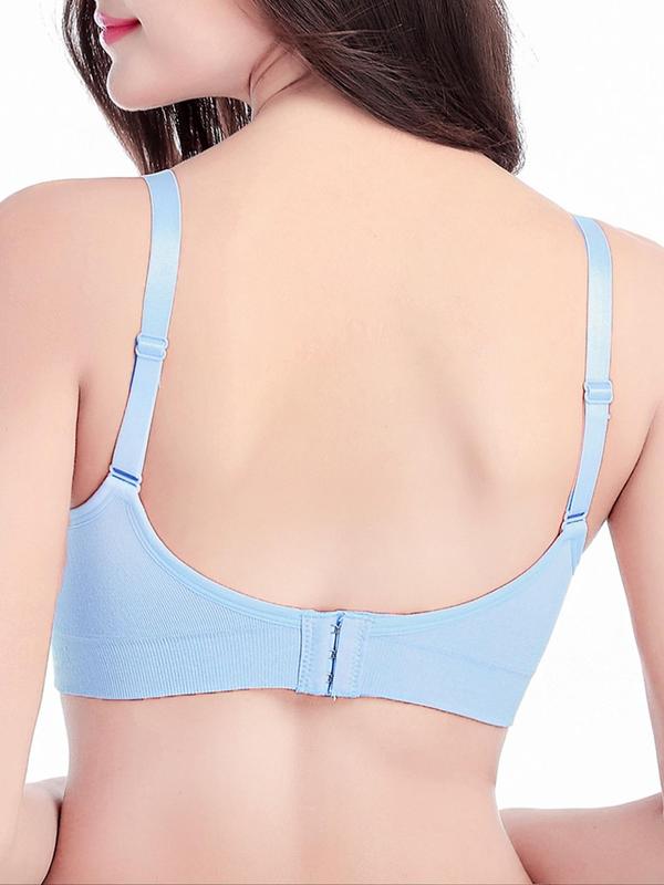 Women's Solid Ruched Wireless Bra, Comfort Adjustable Strap Backless Bra,  Bras for Women, Ladies Soft Comfy Breathable Lingerie for All Seasons