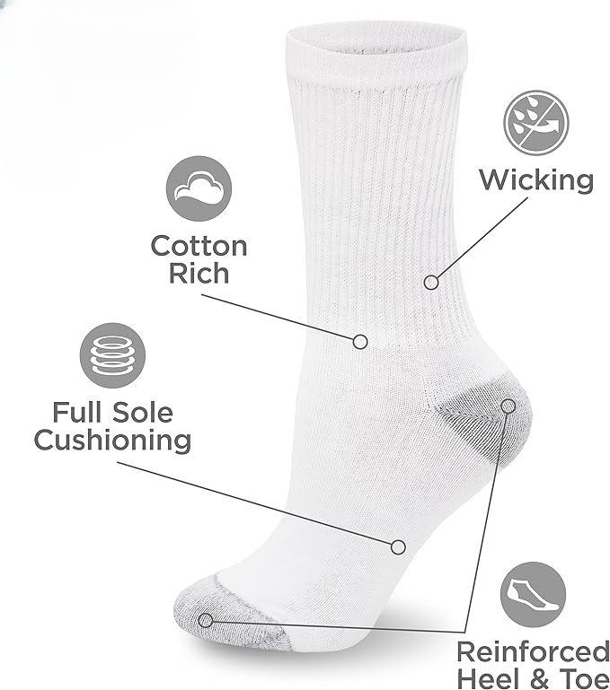 Women's Value, Crew Soft Moisture-Wicking Socks, Available in 10 Packs