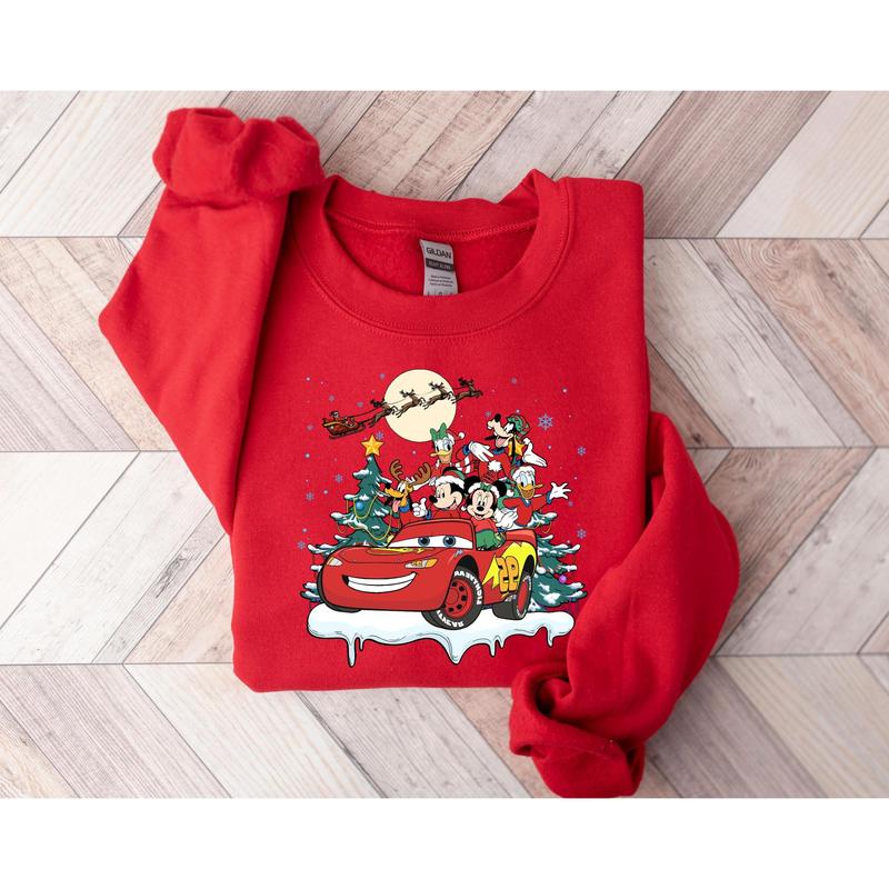 McQueen And Friends Christmas Sweatshirt, Disneyy Christmas, Mickeyy & Friends Christmas Cars Sweatshirt, Disneyy Family Christmas Sweatshirt WM2ME1