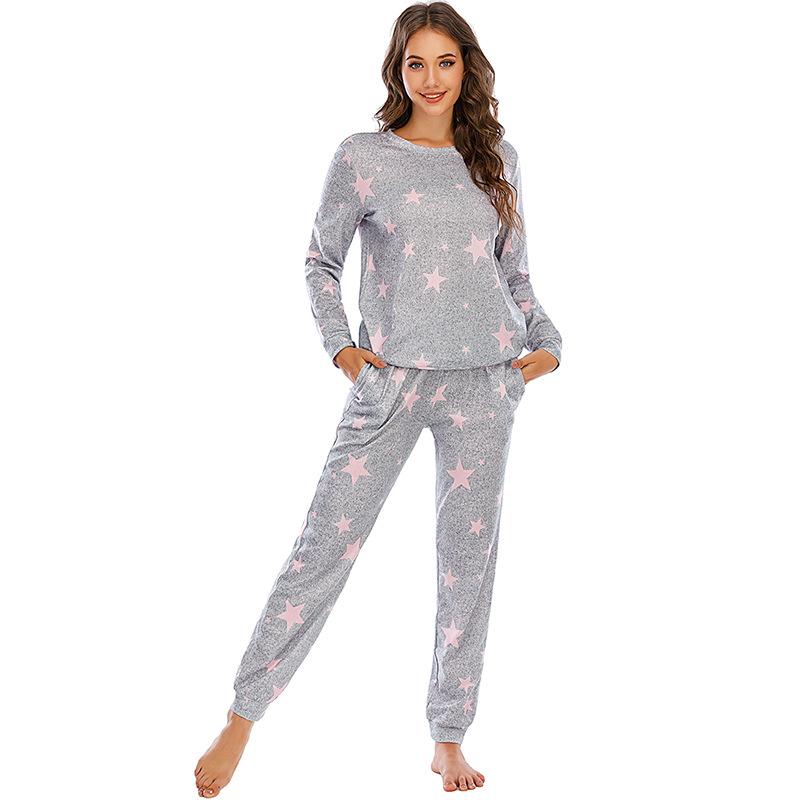 Women's Autumn and Winter Pajamas Five-Pointed Star Casual Ladies Long Sleeve Ladies' Homewear