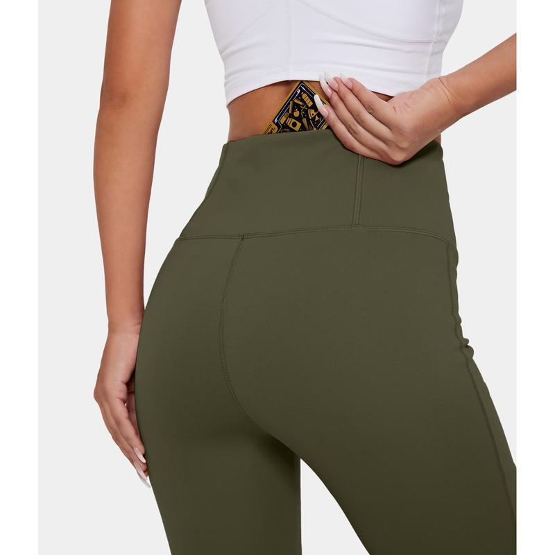 Halara High Waisted Back Pocket Plain Slight Flare Leggings