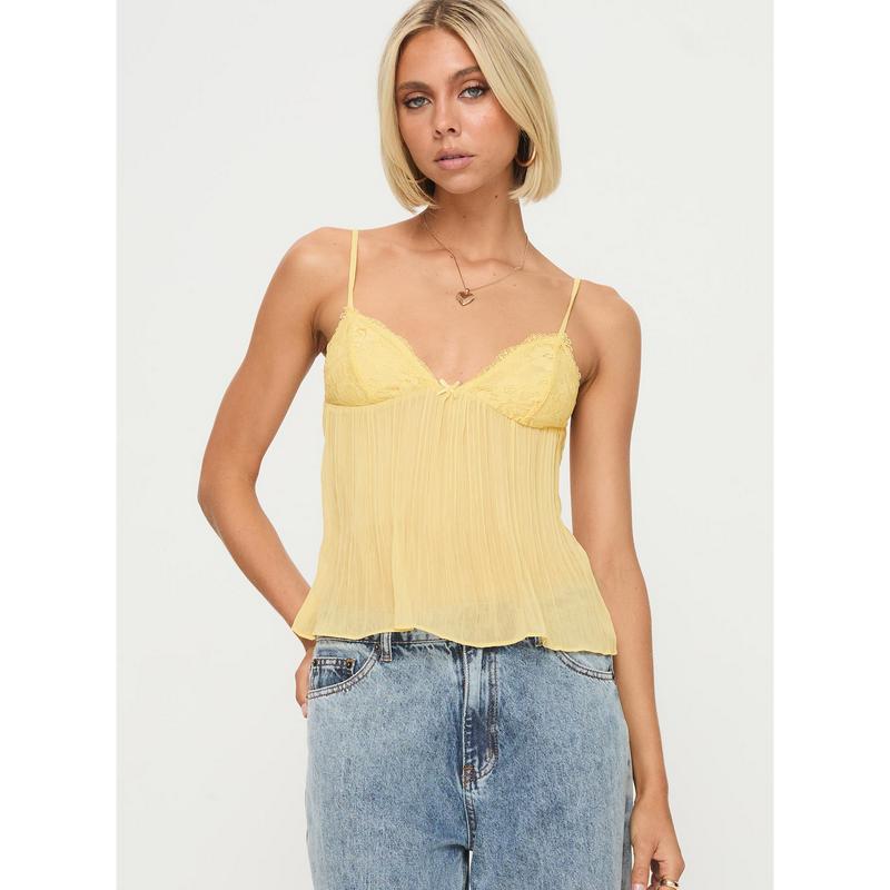 Zami Pleat Top Lemon